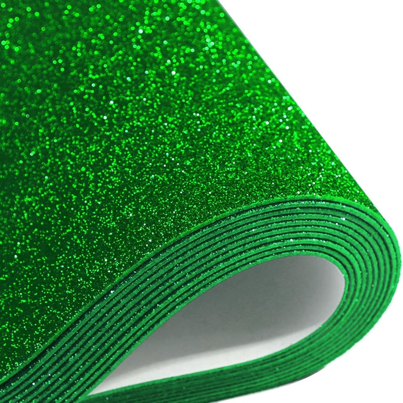 Mluchee 10 Sheets Glitter Paper Sheet for Halloween, Christmas, Children Father's Day Decor Table Decorations, A4 Cardstock Paper Self-adhesive Paper for Construction Scrapbook DIY Card (Green) - Image 1